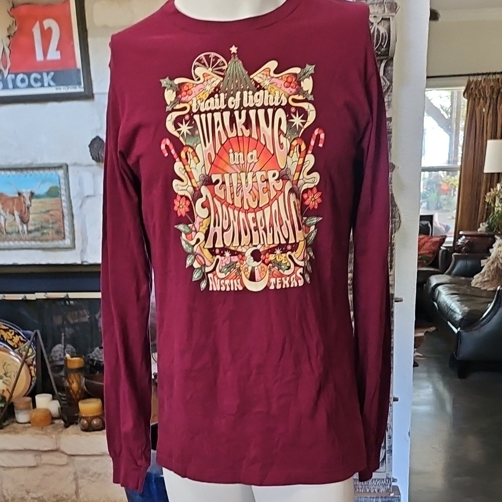 Bella Canvas Zilker Park Austin TX Trail Of Lights Long Sleeve T-Shirt Size L